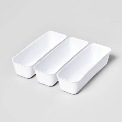 3pk Long Storage Trays White - Brightroom: Drawer Organizer Bins, Portable, Universal Storage