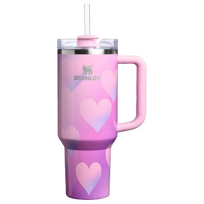 Stanley Valentine's Day 40 oz Stainless Steel H2.0 Flowstate Quencher Tumbler Powder Pink Heart Gradient
