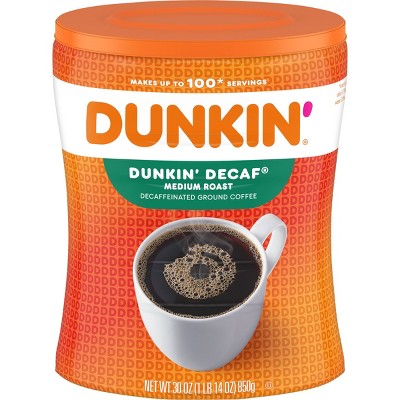 Dunkin' Original Blend Medium Roast Decaf Ground Coffee Canister - 30oz