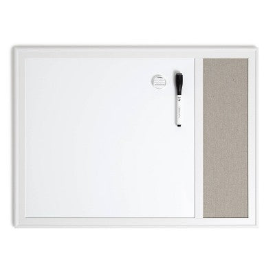 U Brands 17''x 23'' Minimal Deco Frame Combination Board Gray Linen/White: Magnetic Whiteboard & Bulletin Board (LOCAL PICKUP ONLY)