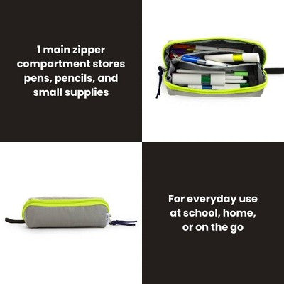 Yoobi Single Zip Pencil Pouch Steel Gray