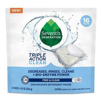 Seventh Generation Triple Action Clean Dishwasher Detergent Packets - 16ct