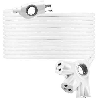 GE 50' 3-Outlet EZGrip Grounded Indoor-Outdoor Extension Cord White