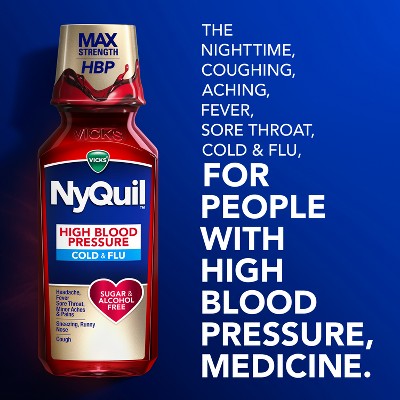 Vicks NyQuil High Blood Pressure Cold & Flu Liquid - Acetaminophen - 8 fl oz