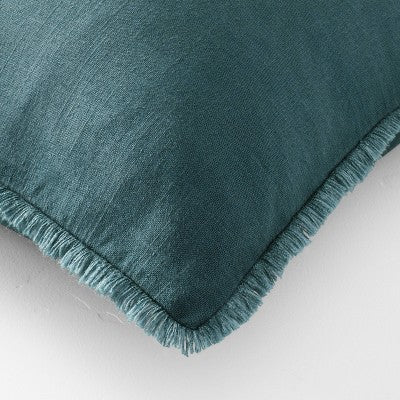 Euro Heavyweight Linen Blend Throw Pillow Dark Teal Blue - Casaluna: 26" Square, Removable Cover, Indoor Use (LOCAL PICKUP ONLY)