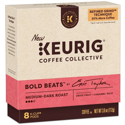 Keurig Coffee Collective Bold Beats Medium Dark Roast K-Cup Coffee Pods - 8ct: Arabica Beans, Caramel Flavor