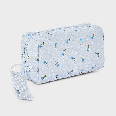 Girls' Floral Quilted Cosmetic Pouch - art class Blue