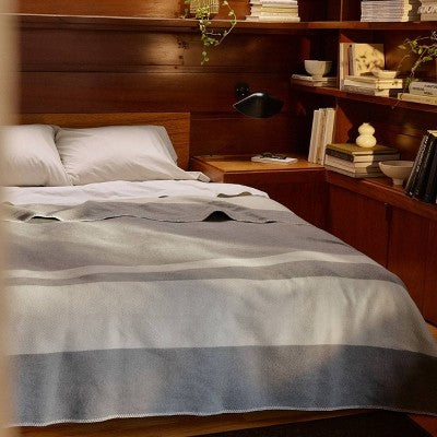 Queen/King Border Stripe Cotton Bed Blanket Heathered Gray - Parachute for Target