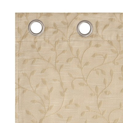 40"x84" Sun Zero Brinlee Leaf Silhouette 100% Blackout Grommet Curtain Panel Taupe: Modern Floral, Energy Efficient
