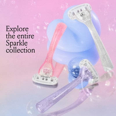 Billie Ice Sparkle Razor Starter Kit: 5 Blades, Bikini Line, Legs, Under Arm, Manual Reusable Razor