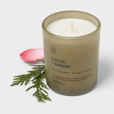 Glass Lotus and Hinoki Jar Candle 5.5oz - Threshold
