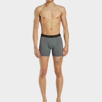Pair of Thieves Men's Floral Super Fit Boxer Briefs 2pk - Gray/Black XL: Polyamide-Spandex Blend, Botanical Pattern, Microfiber Construction