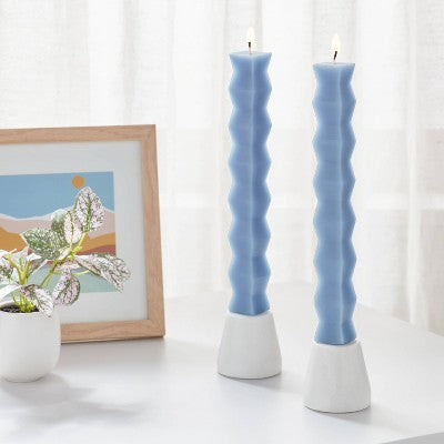 10" Diamond Shaped Taper Candle Set Blue - Room Essentials