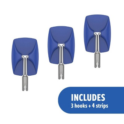 Command 9pk Damage-Free Hanging Small Wire Hooks with 12 Adhesive Strips Cobalt Blue