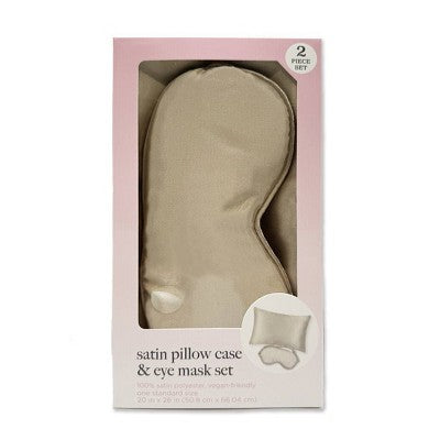 Silk Pillow Case and Eye Mask Beige - Bullseye's Playground
