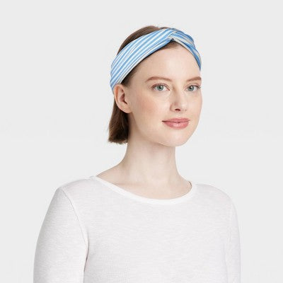Twist Stretch Headband - Universal Thread Blue: Cotton Elastic Stripe Hair Accessory