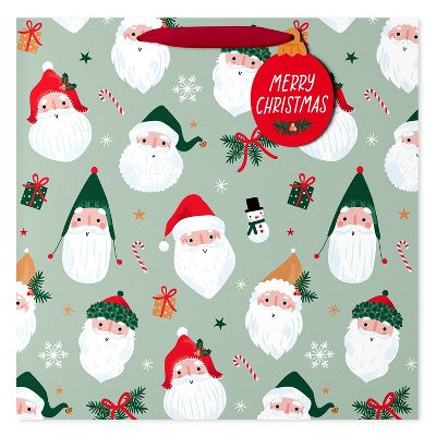 15" Jumbo Square Christmas Gift Bag Santa's Face