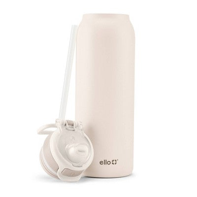 Ello Pop and Fill 32oz Stainless Steel Water Bottle Tonal Cream