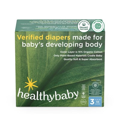 HealthyBaby Certified Safe Organic Cotton Enhanced Diapers - Size 3 - 56ct