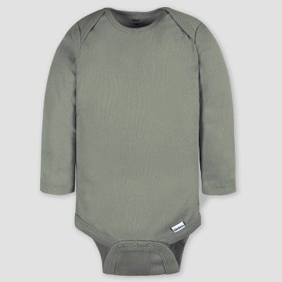 Gerber Baby 4pk Long Sleeve Onesies - Blue/Gray 3-6M: Cotton Knit Pullover Bodysuits