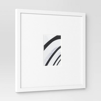 15"x15" to 4"x6" Square Wall Frame White - Threshold: Modern Beveled Mat, MDF, Glass