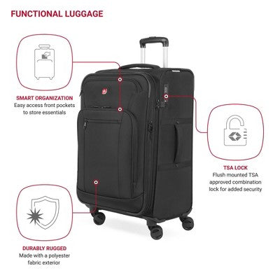 SWISSGEAR Zurich Softside Medium Checked Suitcase - Black