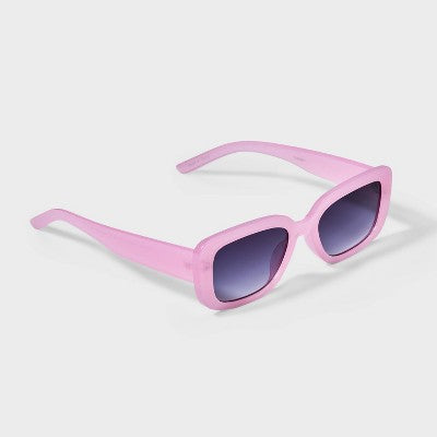 Girls' Rectangle Sunglasses - art class Pink: UV Protection, Recycled Plastic Frame, Ages 10-12