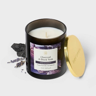 High Intensity Charcoal and Black Teak Jar Candle White 10oz - Threshold