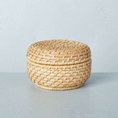 Small 3"x5" Woven Basket with Lid Natural - Hearth & Hand with Magnolia: Decorative, Farmhouse Style, Rattan Storage