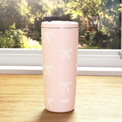 Zak Designs 20 fl oz Stainless Steel Vacuum Serenity Tumbler with Slide Lid Rose Quartz Bowtique