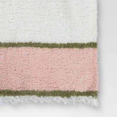 Cozy Woven Stripe Throw Blanket Pink/Ivory/Olive - Room Essentials