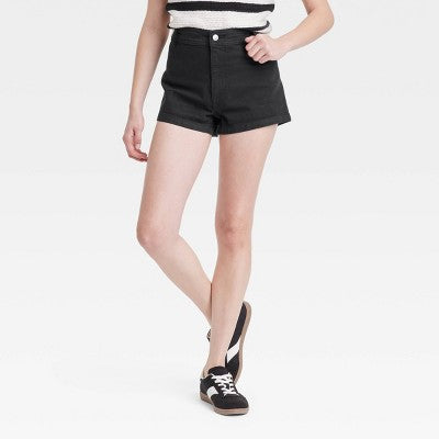Women's High-Rise Sailor Denim Shorts - Universal Thread Black 6