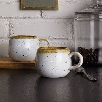 10oz Stoneware Reactive Glaze Round Mug Cream - Hearth & Hand with Magnolia: Dishwasher-Safe, Microwave-Safe