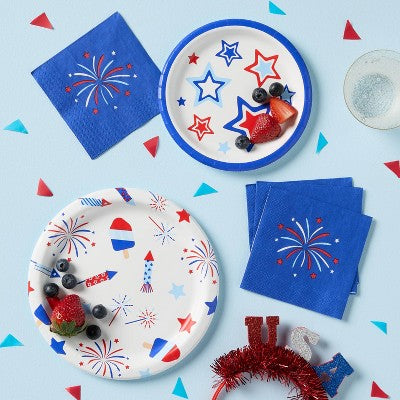20ct 7" 4th of July USA Star Snack Paper Plates - Spritz