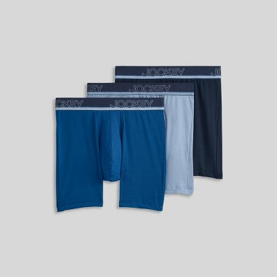 Jockey Generation Men's 3pk Infinity Cool Boxer Briefs - Navy/Shower S: Tagless, Moisture Wicking, Quick Drying