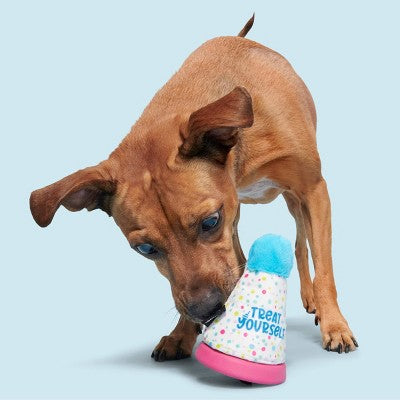 BARK Super Chewer Treat Yourself Party Hat Dog Treat Dispenser Toy