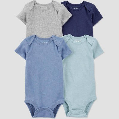 Carter's Just One You? Baby Boys' 4pk Short Sleeve Textured Solid Bodysuit - 3M: Crotch Snap