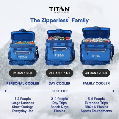 Titan by Arctic Zone Deep Freeze Zipperless Hardbody 12 Cans/8 qt Cooler - Cerulean Blue