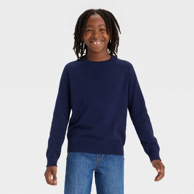 Boys' Solid Pullover Sweater - Cat & Jack Navy M