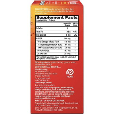 Megared Omega-3 Fish Oil Supplement 500mg Extra Strength Softgels, 80 Ct