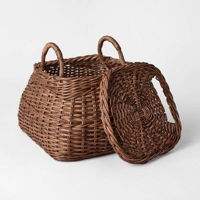 Square Rattan Basket Dark Brown - Threshold designed with Studio McGee