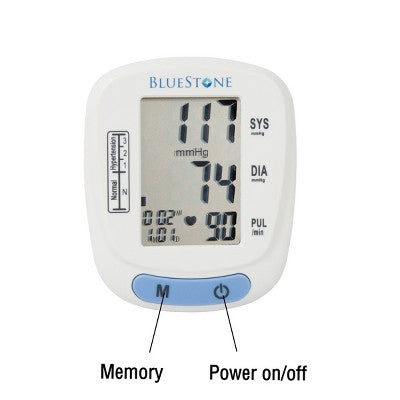 Blood Pressure Machine - BP and Pulse Monitor for Heart Health with Digital LCD Screen, Memory Recall, Adjustable Cuff, and Storage Case by Bluestone