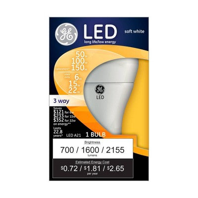 GE Soft White LED 3-Way A21