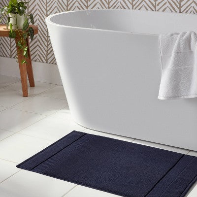 Performance Plus Towel Bath Rug Navy - Threshold: Cotton Terry, Machine Washable, Low Pile, OEKO-TEX Certified