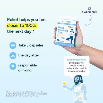 Cheers Relief Next Morning Aid Capsules - 9ct/3 Doses