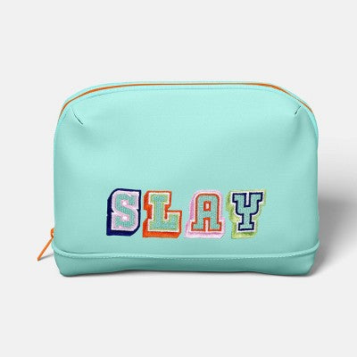 Tech Pouch - heyday Spring Teal Word Embroidery: Electronics Accessory Case