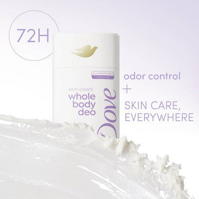 Dove Beauty Whole Body Solid Deodorant Anti-Chafe Stick Coconut & Vanilla - Aluminum-Free 2.6oz