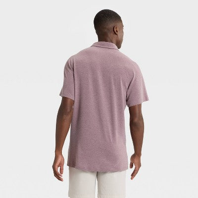 Men's Short Sleeve Button Down Shirt - All In Motion Burgundy M