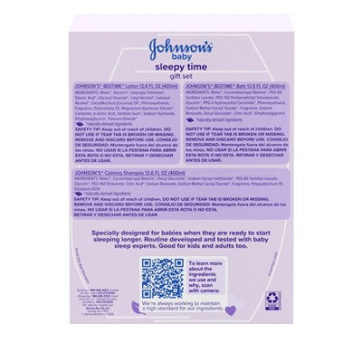 Johnson's Sleepy Time Bedtime Baby Gift Set Includes Baby Bath Shampoo, Wash & Body Lotion - 3ct