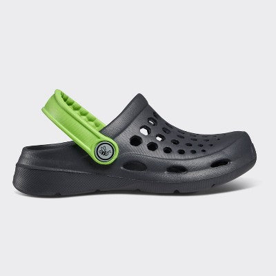 Joybees Toddler Harper Slip-On Clogs - Charcoal/Lime 8-9T